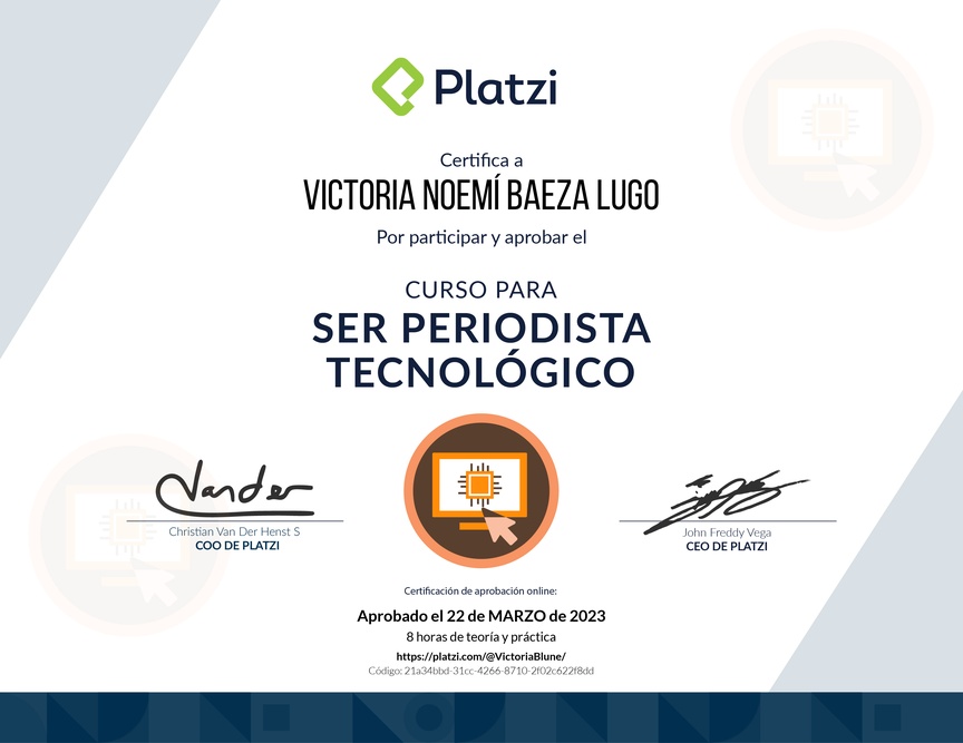 Diploma de Audiocurso para ser Periodista Tecnológico