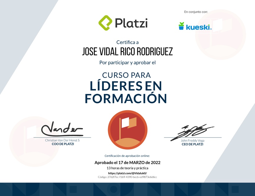 Diploma del Curso para Líderes en Formación