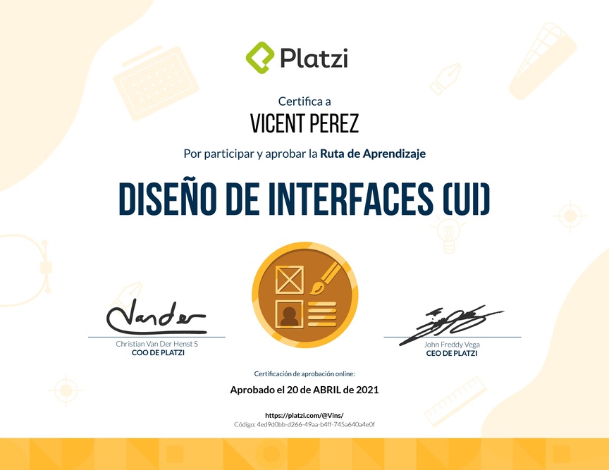 Diploma de la Ruta de Aprendizaje de Diseño de Interfaces (UI)