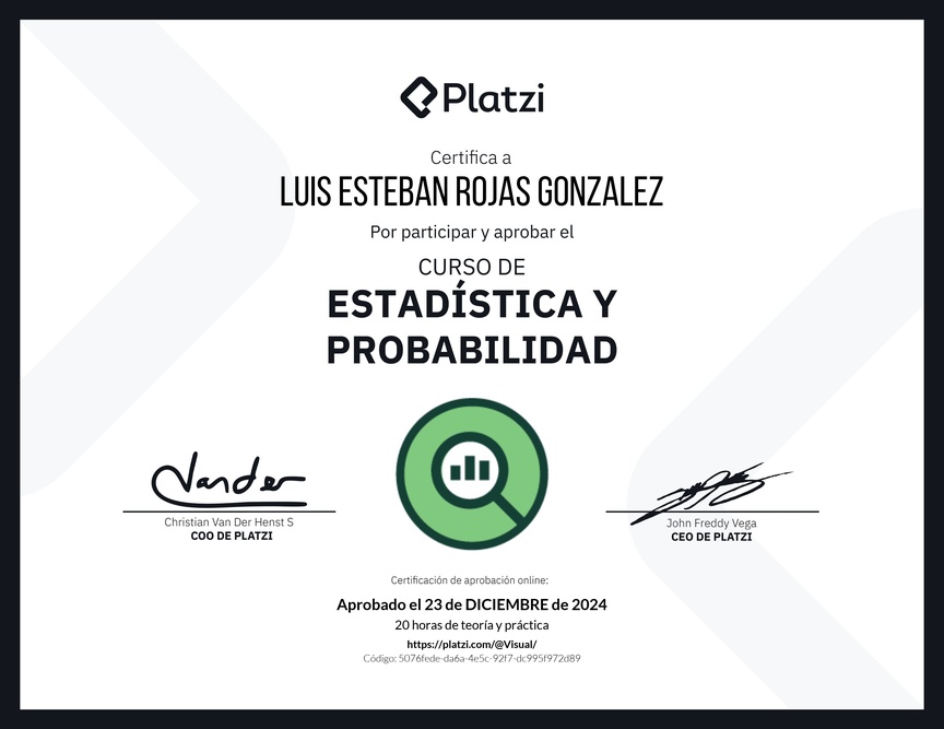 Diploma del Curso de Estadística y Probabilidad