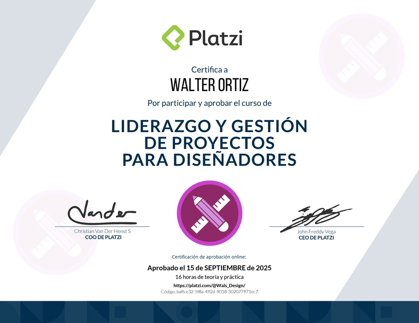 Diploma del Curso de Gestión y Liderazgo en Diseño