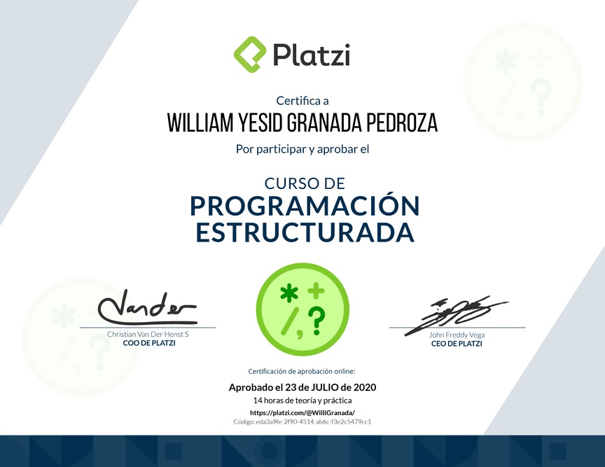 Diploma del Curso de Programación Estructurada