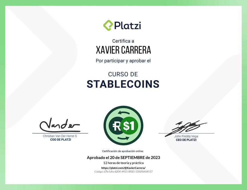 Diploma del Curso de Stablecoins