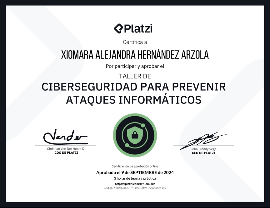 Diploma del Curso de Introducción a Ciberseguridad: Prevención de Ataques Informáticos