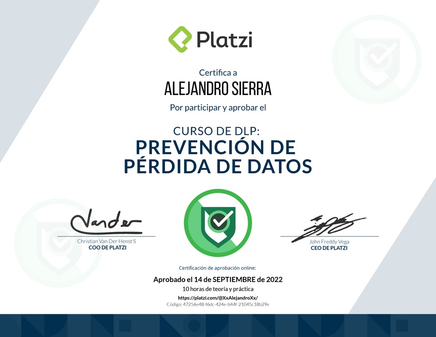 Diploma del Curso de DLP: Prevención de Pérdida de Datos