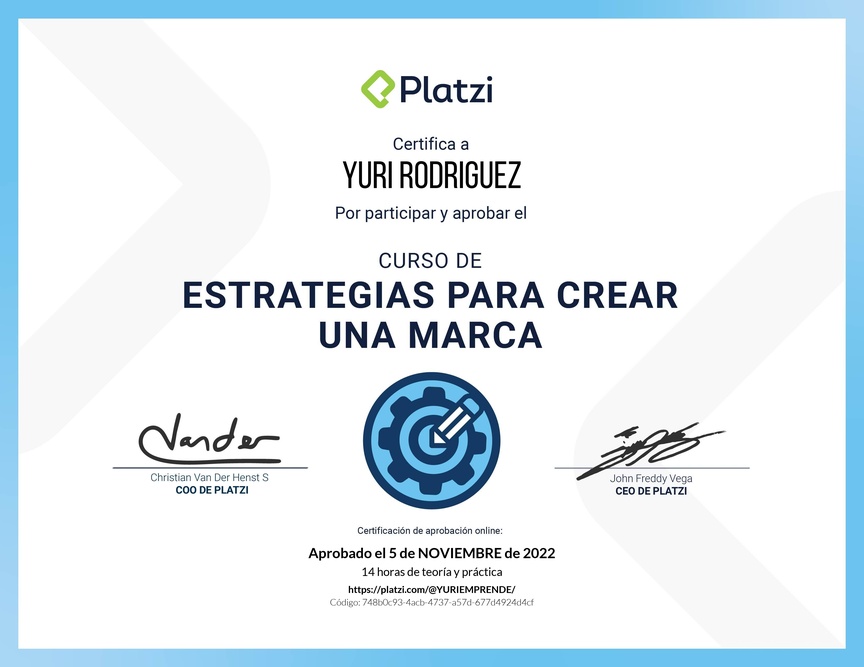Diploma del Curso de Estrategias para Crear una Marca