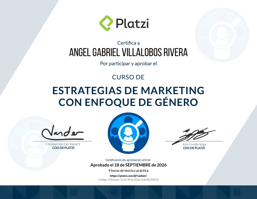 Diploma del Curso de Estrategias de Marketing con Perspectiva de Género