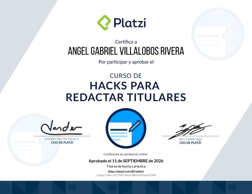 Diploma del Curso de Hacks para Redactar Titulares