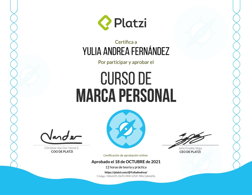 Diploma del Curso Gratis de Marca Personal 2018