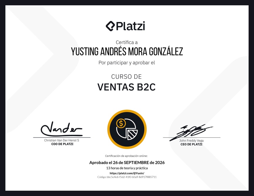 Diploma del Curso de Ventas B2C