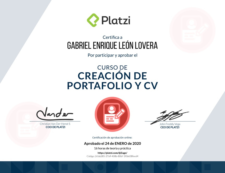 Diploma del Curso de Creación de Portafolio y CV