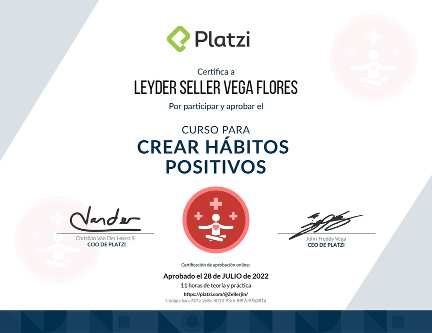 Diploma del Curso para Crear Hábitos Positivos