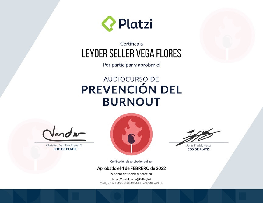 Diploma de Audiocurso de Prevención del Burnout