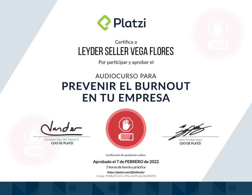 Diploma de Audiocurso para Prevenir el Burnout en tu Empresa
