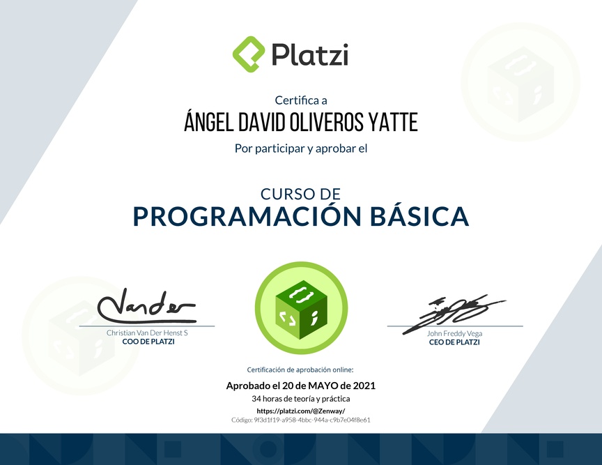 Diploma del Curso Básico de Programación