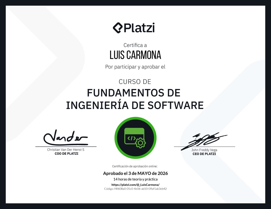 Diploma del Curso de Fundamentos de Ingeniería de Software