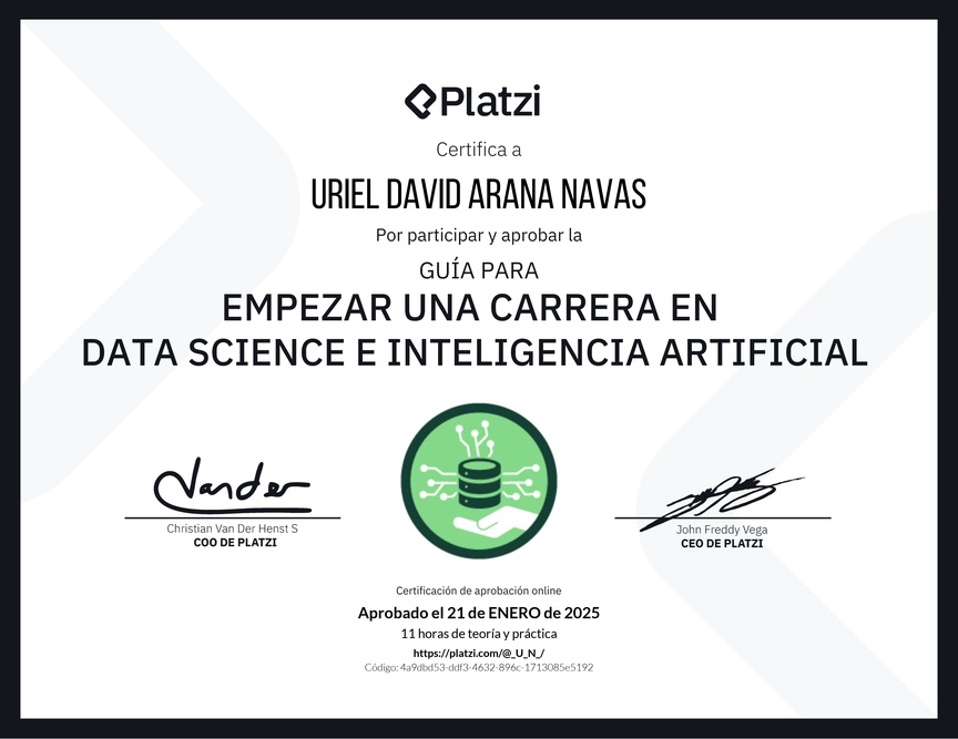 Diploma de Guía para Empezar una Carrera en Data Science e Inteligencia Artificial