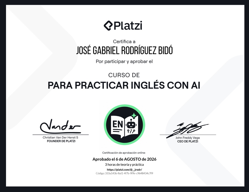 Diploma del Curso para Practicar Inglés con AI
