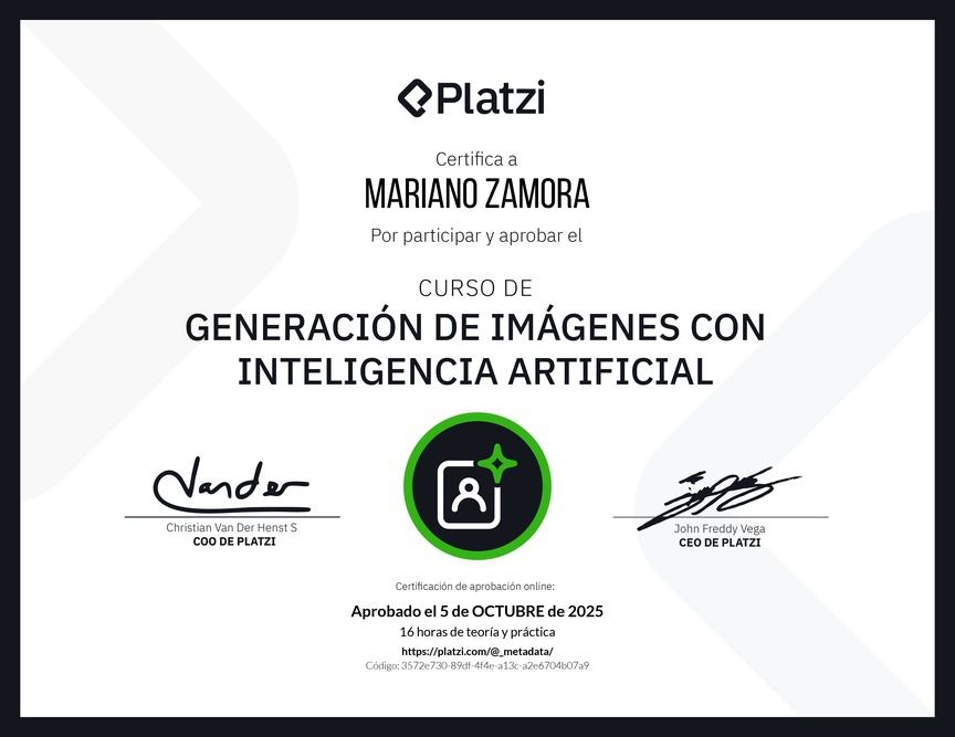 Diploma del Curso de Generación de Imágenes con Inteligencia Artificial