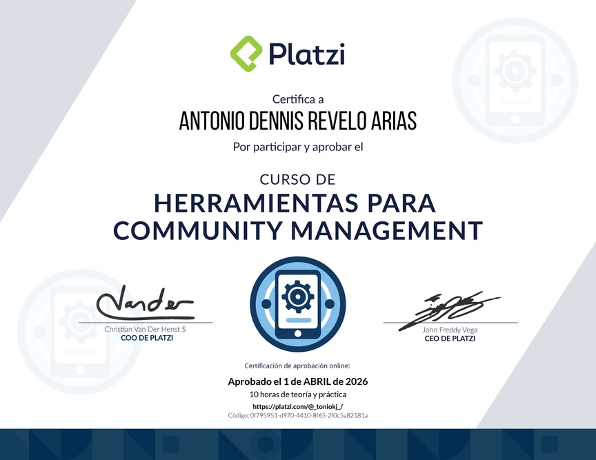 Diploma del Curso de Herramientas para Community Management