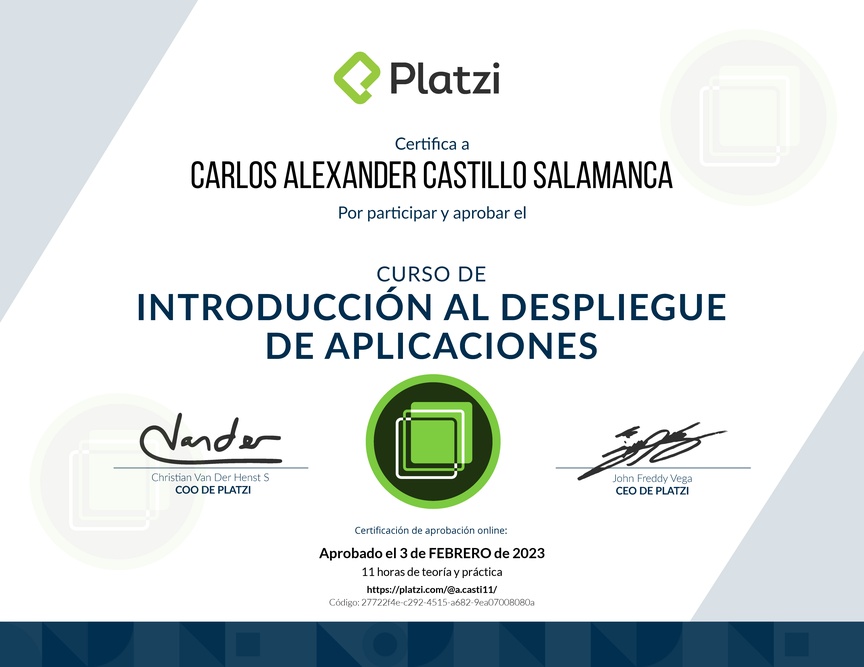 Diploma del Curso de Introducción al Despliegue de Aplicaciones