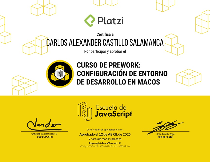 Diploma del Curso de Configuración de Entorno de Desarrollo en macOS