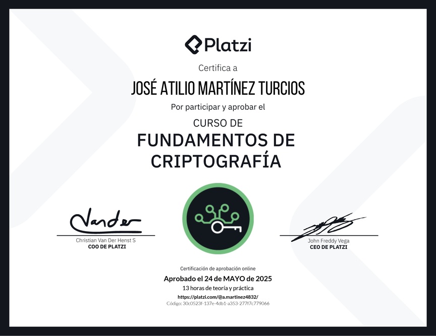 Diploma del Curso de Fundamentos de Criptografía