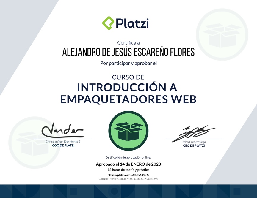 Diploma del Curso de Introducción a Empaquetadores Web
