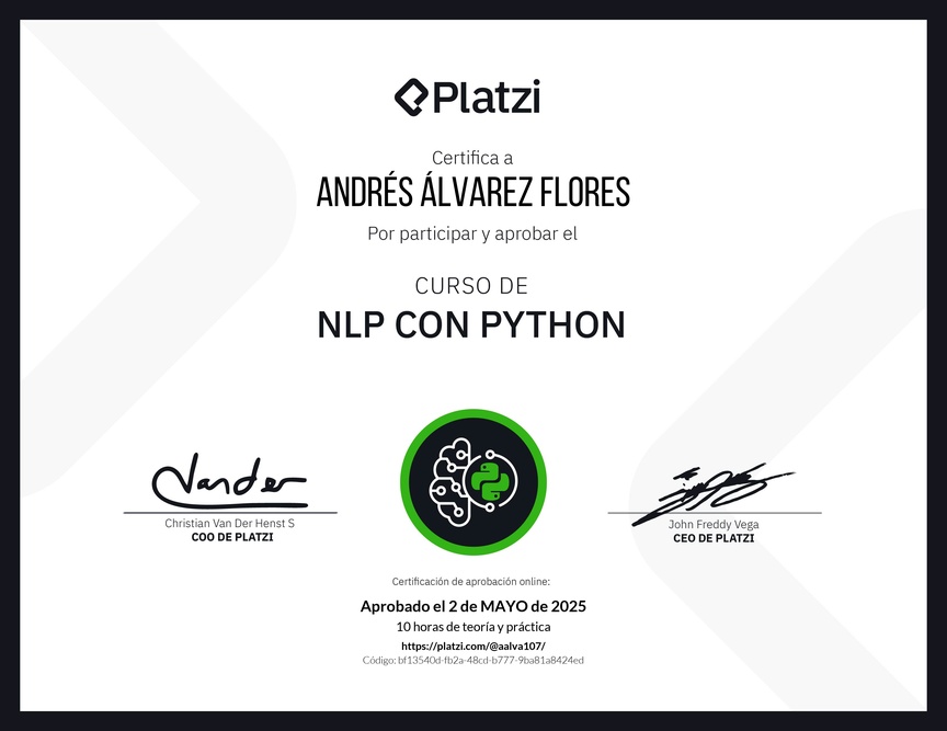 Diploma del Curso de NLP con Python