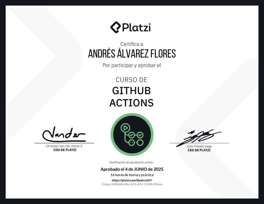 Diploma del Curso de GitHub Actions