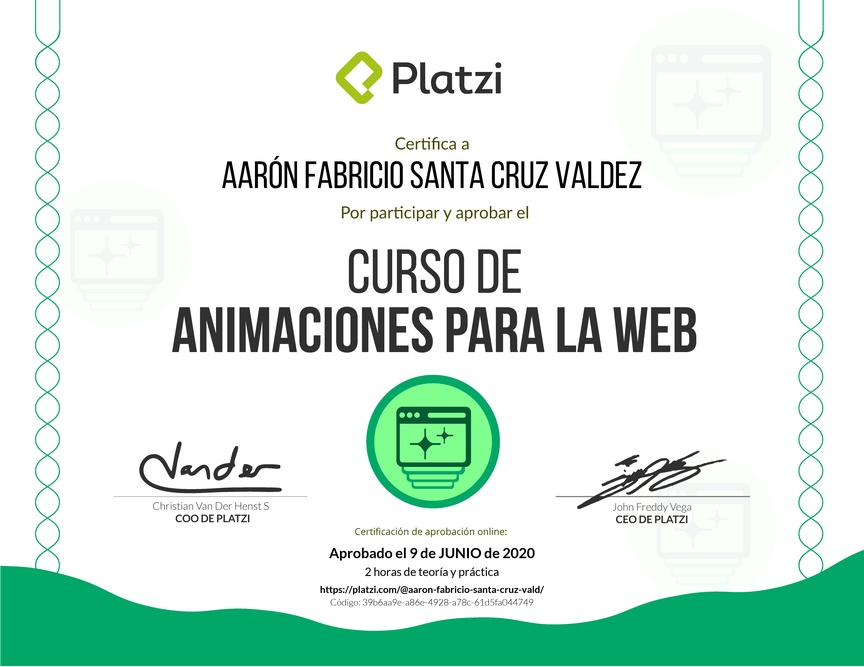 Diploma del Curso de Animaciones para la Web