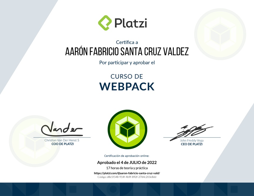 Diploma del Curso de Webpack