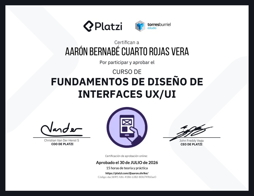 Diploma del Curso de Fundamentos de Diseño de Interfaces UX/UI