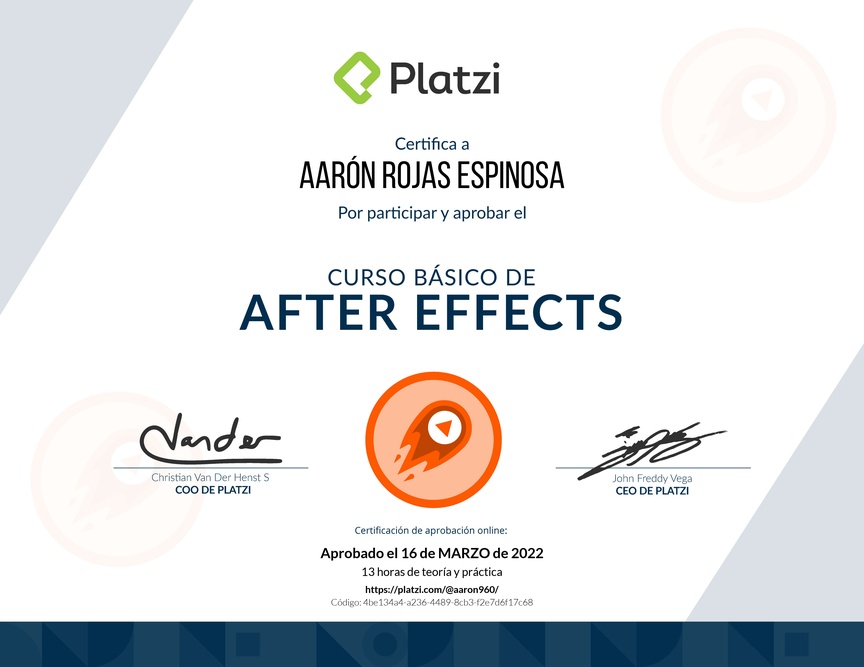 Diploma del Curso Básico de After Effects