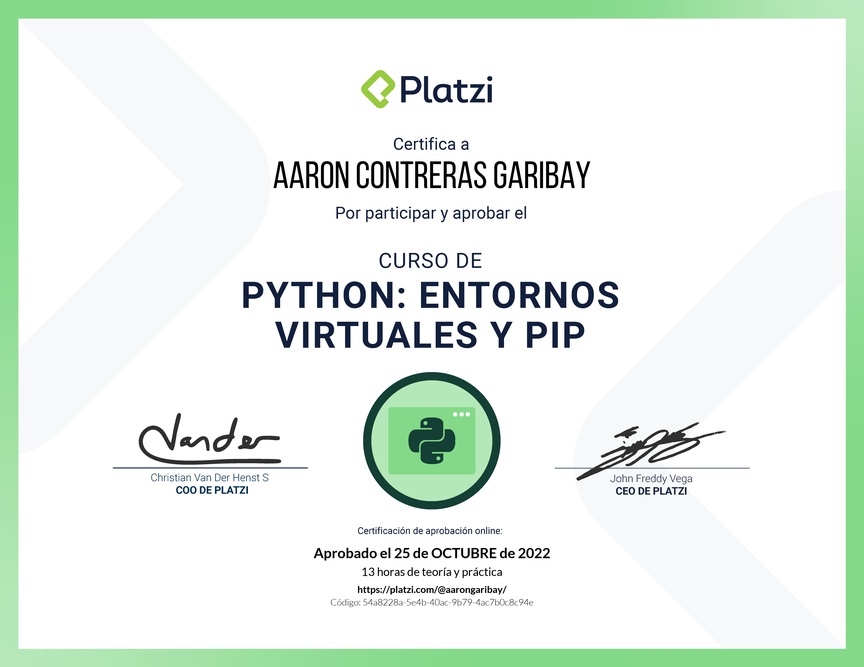 Diploma del Curso de Python: PIP y Entornos Virtuales