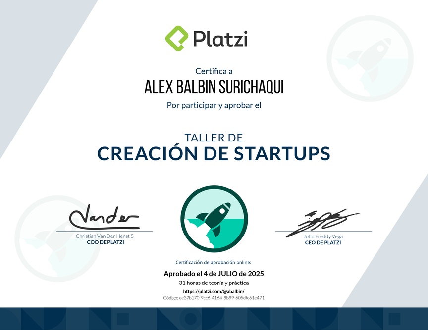 Diploma de Taller de Creación de Startups