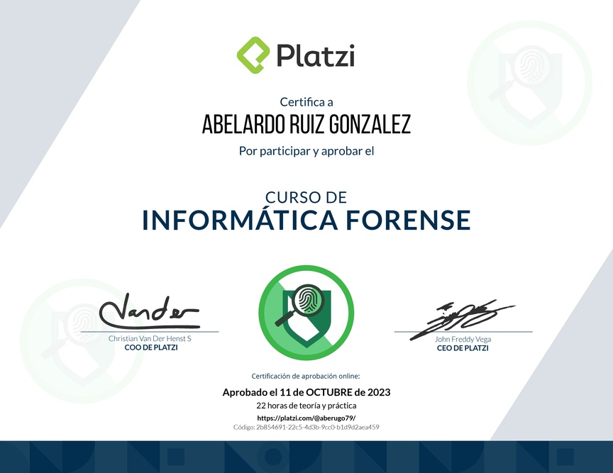 Diploma del Curso de Informática Forense