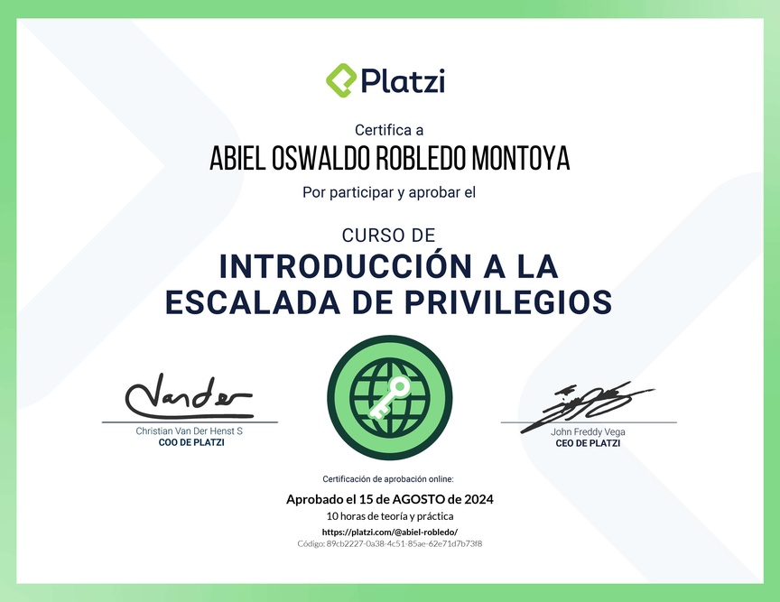 Diploma del Curso de Hacking: Escalada de Privilegios
