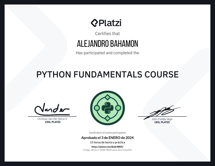 Diploma de Python Fundamentals Course