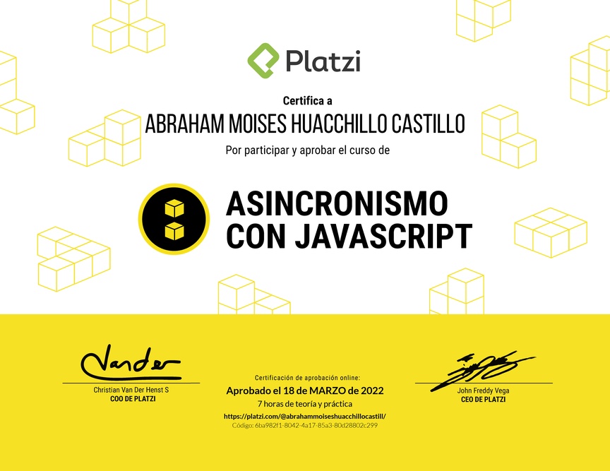 Diploma del Curso de Asincronismo con JavaScript 2019