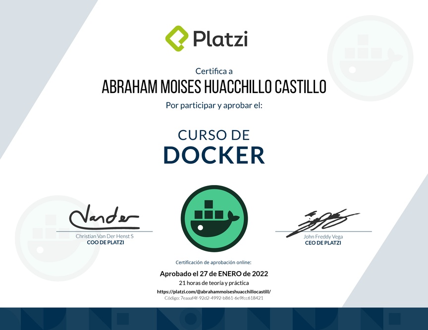 Diploma del Curso de Docker