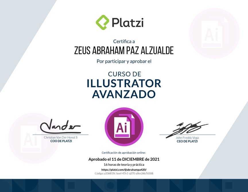 Diploma del Curso de Illustrator Avanzado