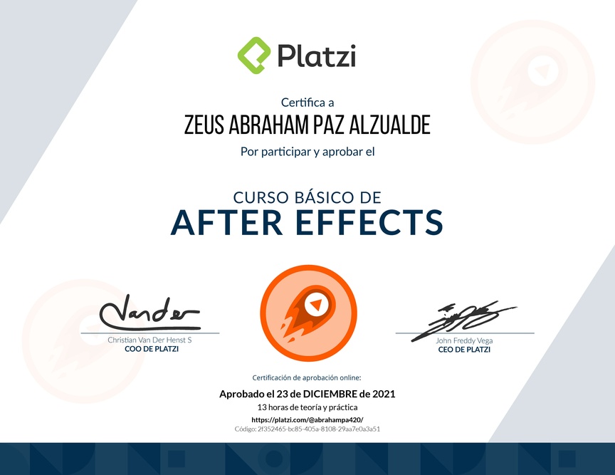 Diploma del Curso Básico de After Effects