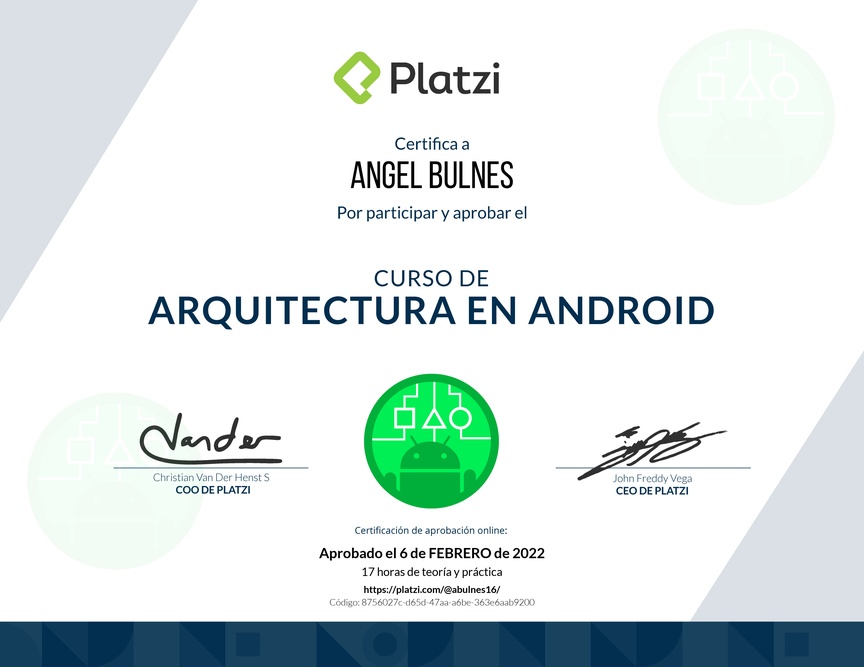 Diploma del Curso de Arquitectura de Android