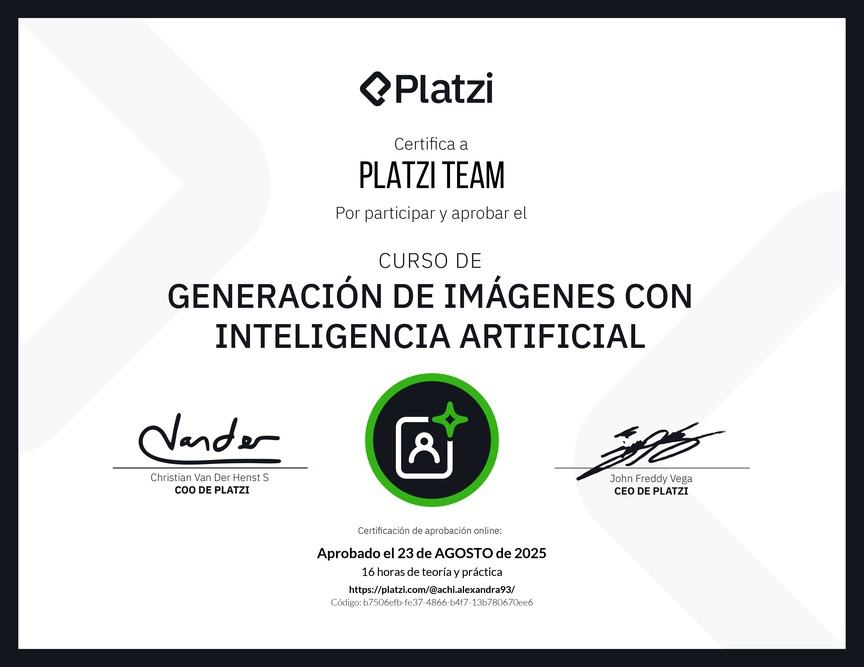 Diploma del Curso de Generación de Imágenes con Inteligencia Artificial