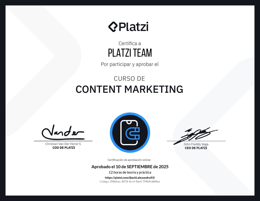 Diploma del Curso de Content Marketing