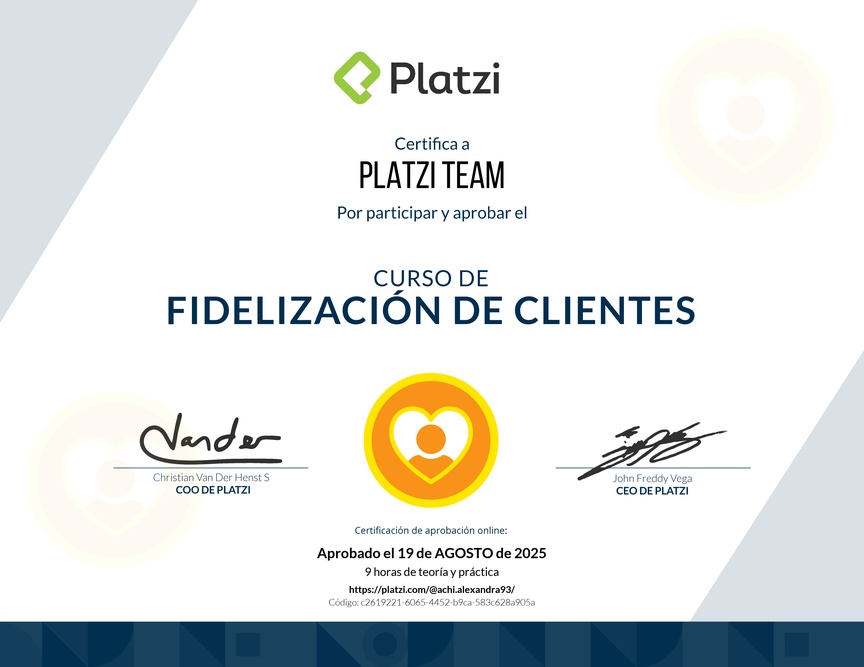 Diploma del Curso de Fidelización de Clientes