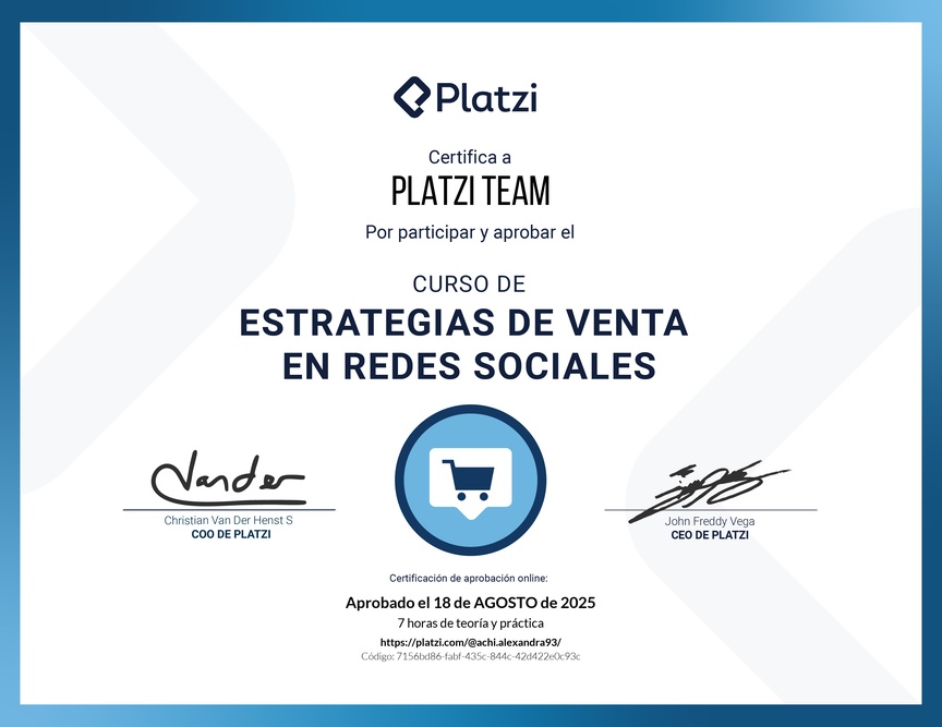Diploma del Curso de Estrategias de Venta en Redes Sociales: Análisis de Métricas