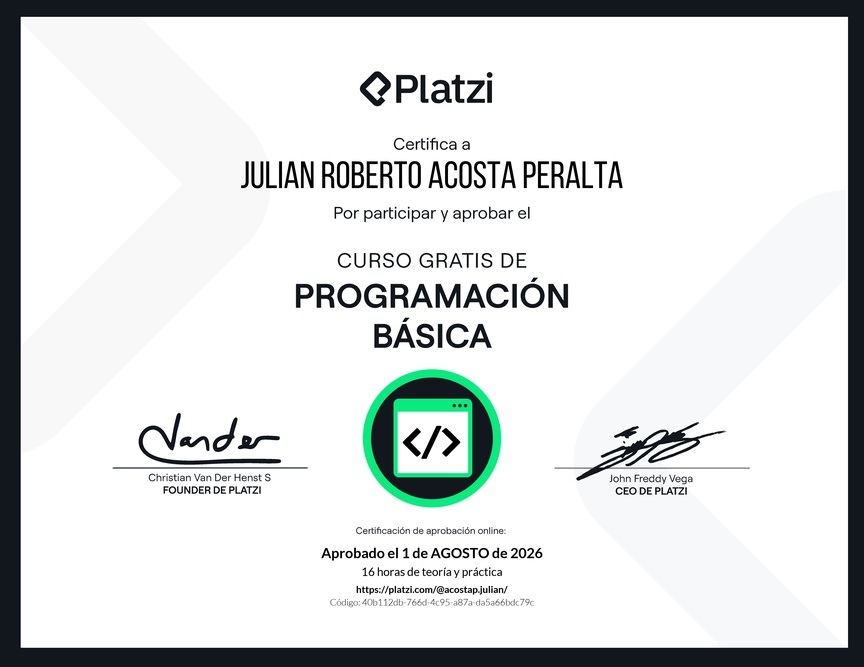 Diploma del Curso Gratis de Programación Básica