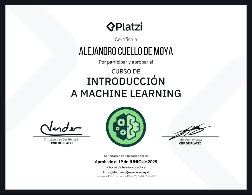 Diploma del Curso de Introducción a Machine Learning